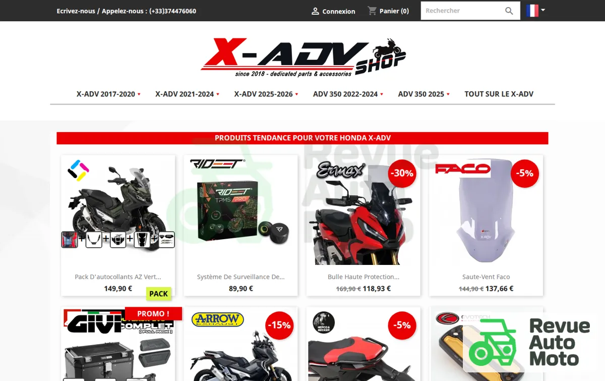 Capture : X-ADV Shop - Tous les accessoires et pièces détachées, tutoriel, fiche technique du scooter Honda XADV 750